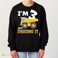 Three 3yr 3th Birthday Construction Boy 3 Years Old Women's Sweatshirt thumb 0