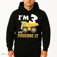 Three 3yr 3th Birthday Construction Boy 3 Years Old Hoodie thumb 2