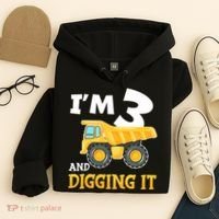 Three 3yr 3th Birthday Construction Boy 3 Years Old Hoodie thumb 4
