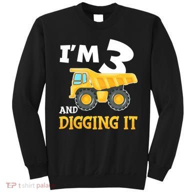 Three 3yr 3th Birthday Construction Boy 3 Years Old Sweatshirt