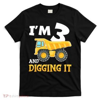 Three 3yr 3th Birthday Construction Boy 3 Years Old T-Shirt
