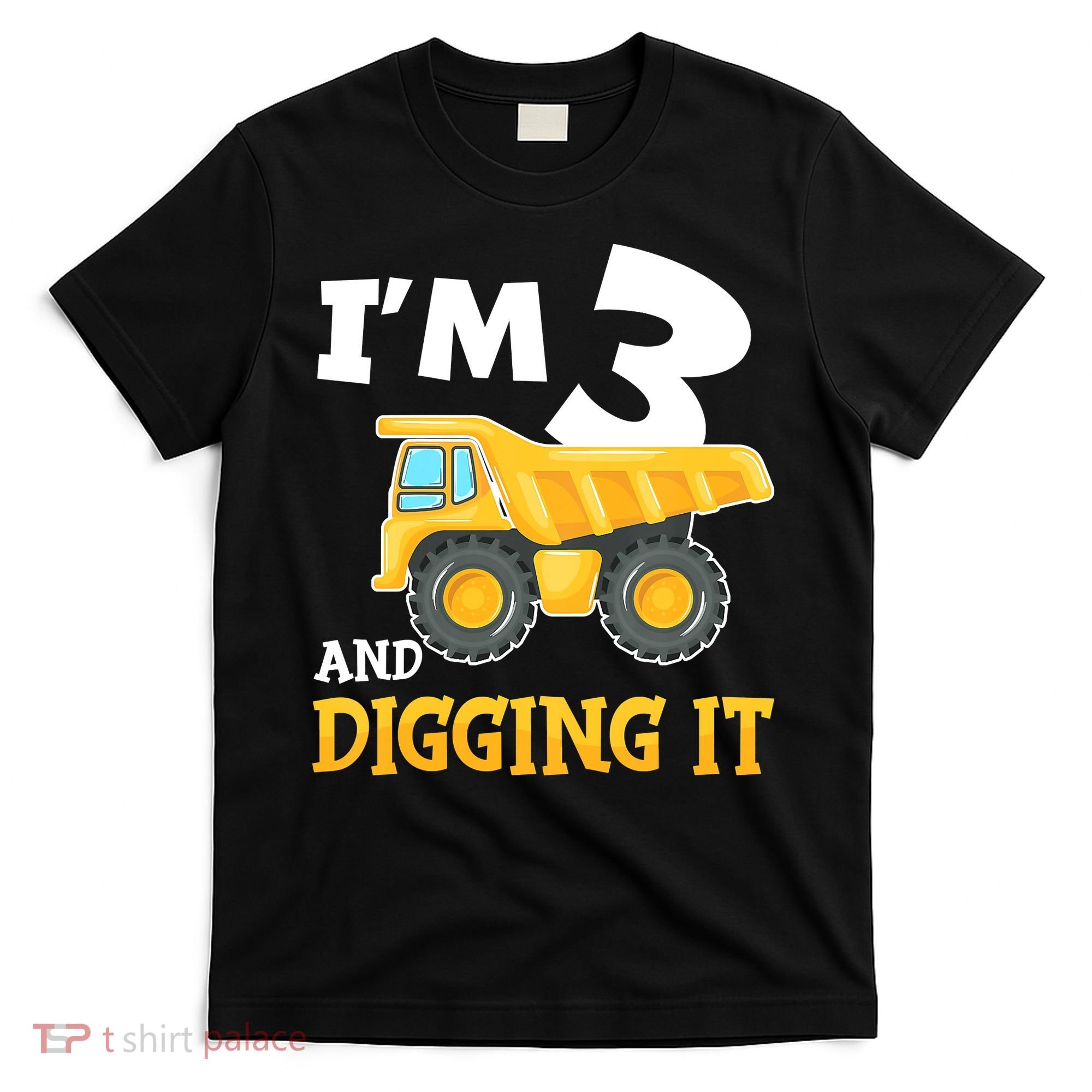 Three 3yr 3th Birthday Construction Boy 3 Years Old T-Shirt