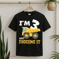 Three 3yr 3th Birthday Construction Boy 3 Years Old T-Shirt thumb 2