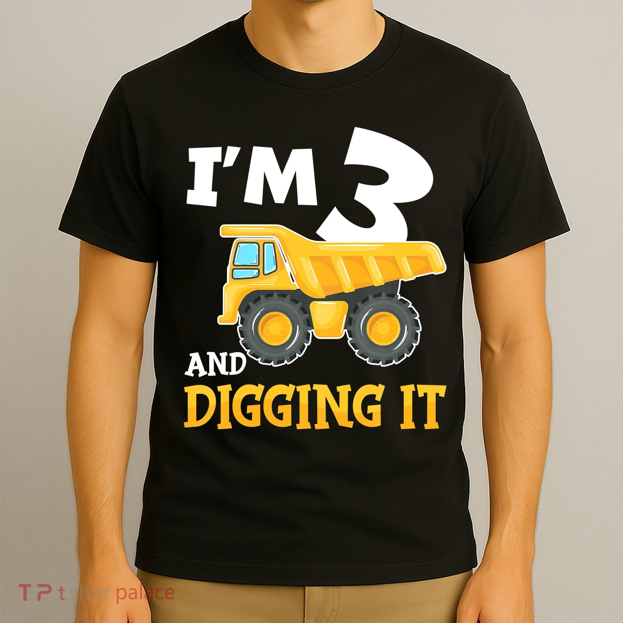 Three 3yr 3th Birthday Construction Boy 3 Years Old T-Shirt