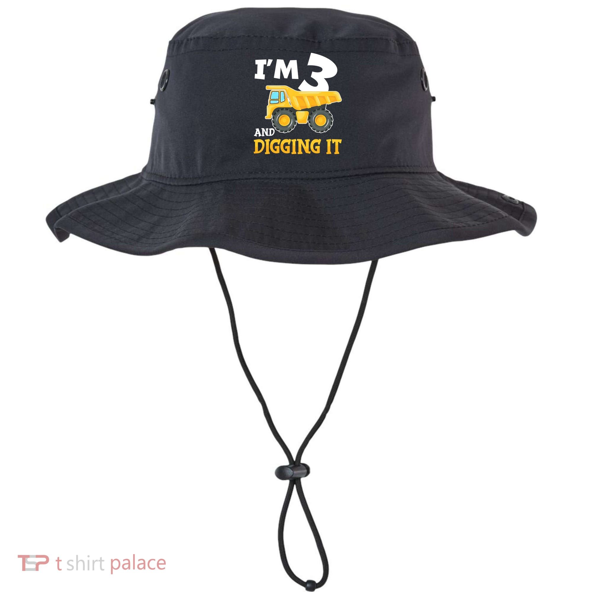 Three 3yr 3th Birthday Construction Boy 3 Years Old Bucket Hat