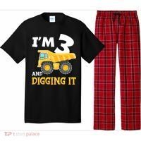 Three 3yr 3th Birthday Construction Boy 3 Years Old Pajama Set thumb 0