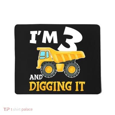 Three 3yr 3th Birthday Construction Boy 3 Years Old Mousepad