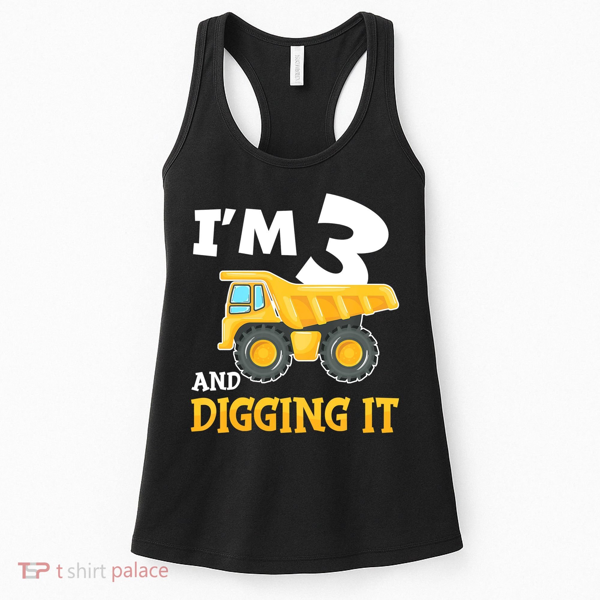 Three 3yr 3th Birthday Construction Boy 3 Years Old Women's Tank Top