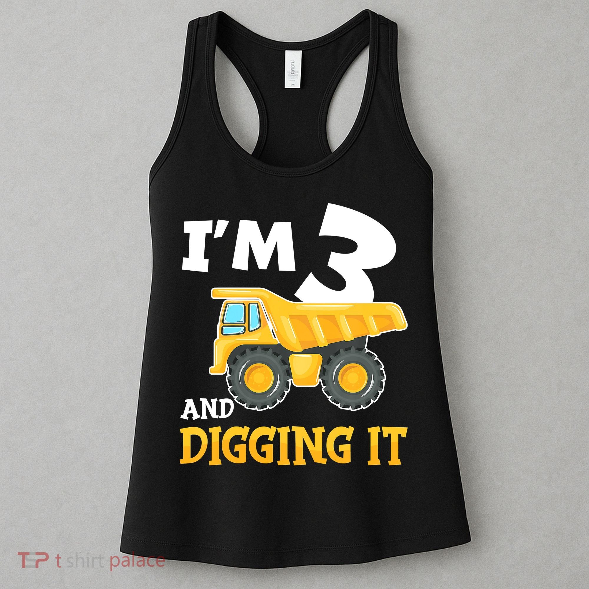 Three 3yr 3th Birthday Construction Boy 3 Years Old Women's Tank Top
