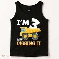 Three 3yr 3th Birthday Construction Boy 3 Years Old Tank Top thumb 2