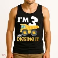 Three 3yr 3th Birthday Construction Boy 3 Years Old Tank Top thumb 3