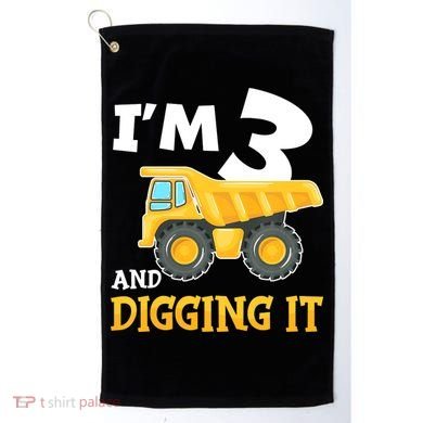 Three 3yr 3th Birthday Construction Boy 3 Years Old Golf Towel