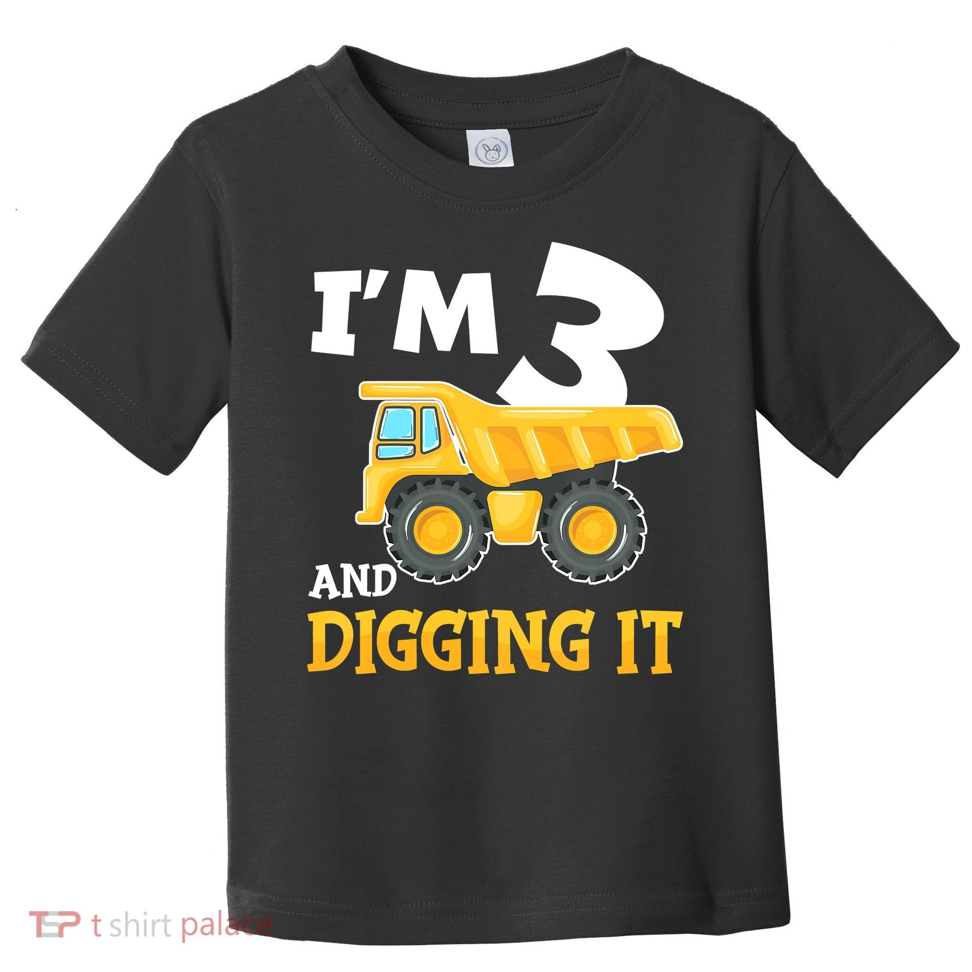 Three 3yr 3th Birthday Construction Boy 3 Years Old Toddler T-Shirt