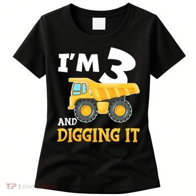 Three 3yr 3th Birthday Construction Boy 3 Years Old Women's T-Shirt
