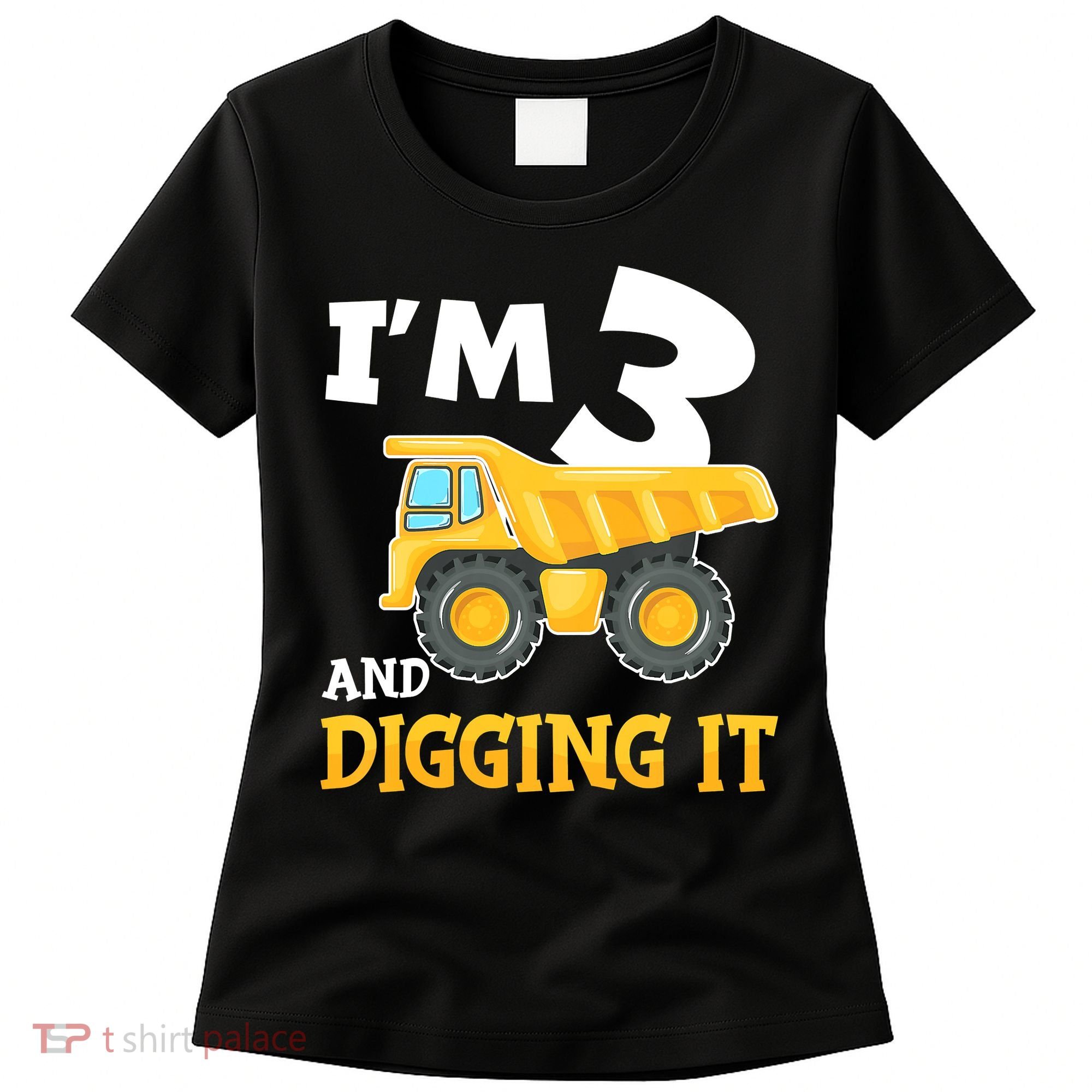 Three 3yr 3th Birthday Construction Boy 3 Years Old Women's T-Shirt