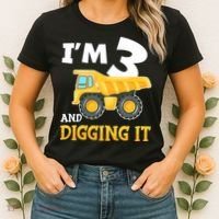 Three 3yr 3th Birthday Construction Boy 3 Years Old Women's T-Shirt thumb 2