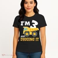Three 3yr 3th Birthday Construction Boy 3 Years Old Women's T-Shirt thumb 4