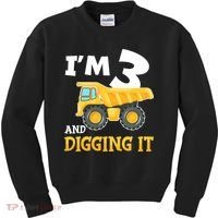 Three 3yr 3th Birthday Construction Boy 3 Years Old Kids Sweatshirt thumb 0