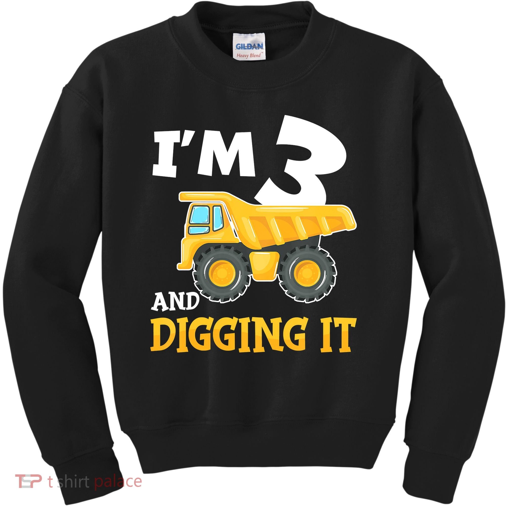 Three 3yr 3th Birthday Construction Boy 3 Years Old Kids Sweatshirt
