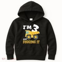 Three 3yr 3th Birthday Construction Boy 3 Years Old Kids Hoodie thumb 0