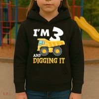 Three 3yr 3th Birthday Construction Boy 3 Years Old Kids Hoodie thumb 3