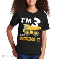 Three 3yr 3th Birthday Construction Boy 3 Years Old Kids T-Shirt thumb 2