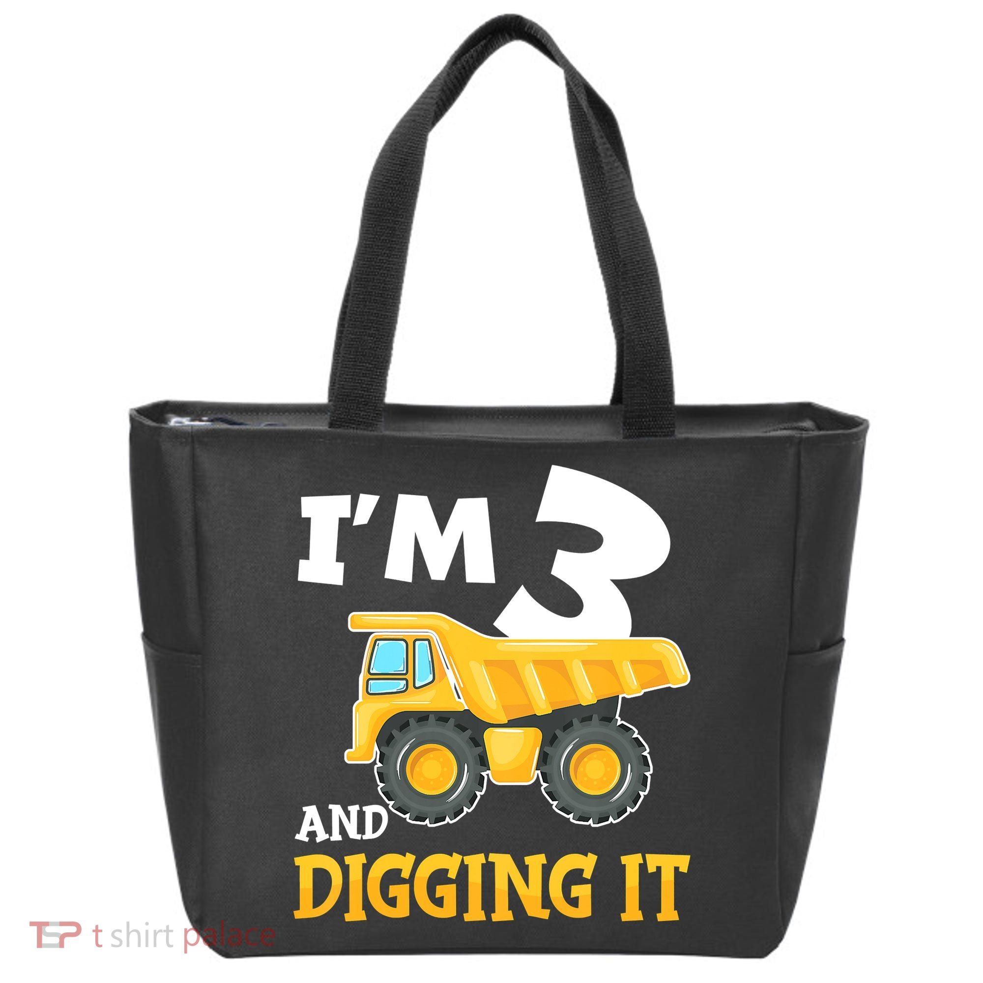 Three 3yr 3th Birthday Construction Boy 3 Years Old Tote Bag