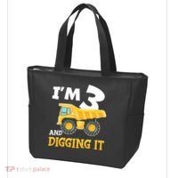 Three 3yr 3th Birthday Construction Boy 3 Years Old Tote Bag thumb 3