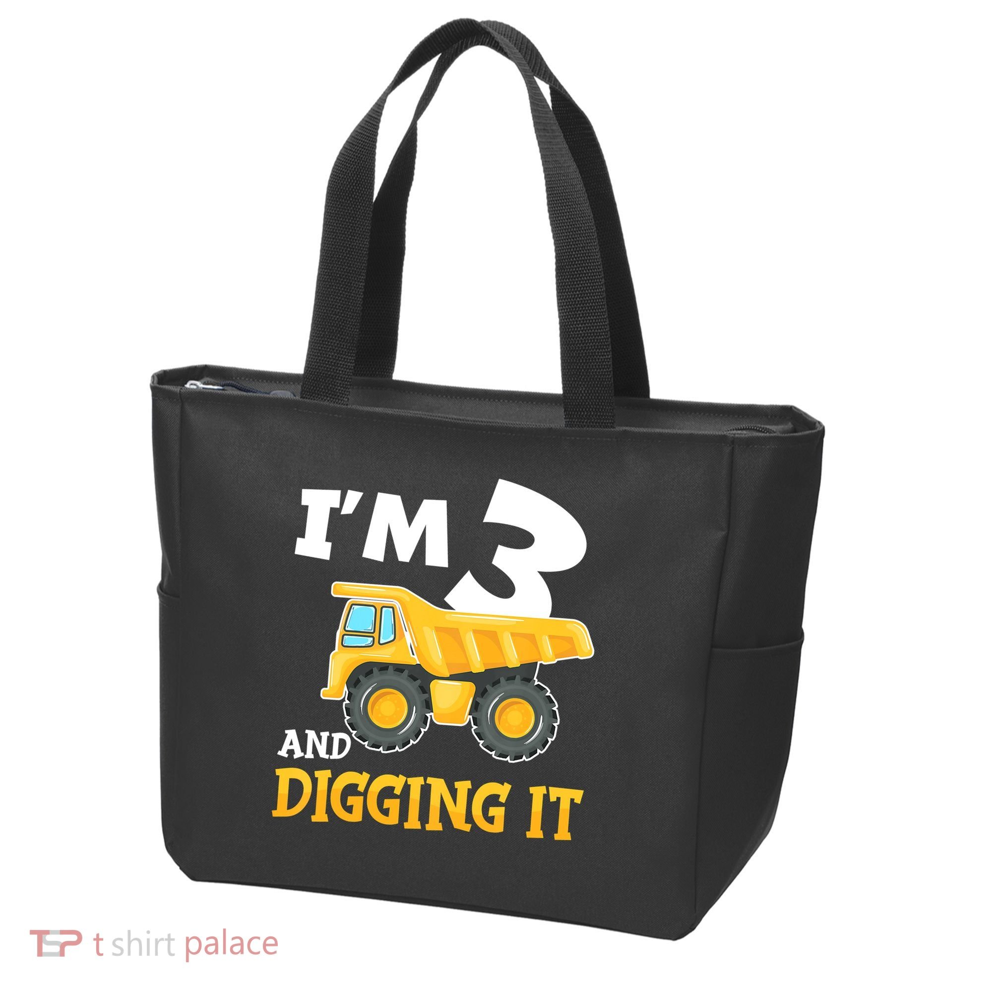 Three 3yr 3th Birthday Construction Boy 3 Years Old Tote Bag