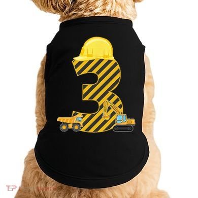 Three 3yr 3rd Birthday Construction Outfit 3 Years Old Doggie Tank