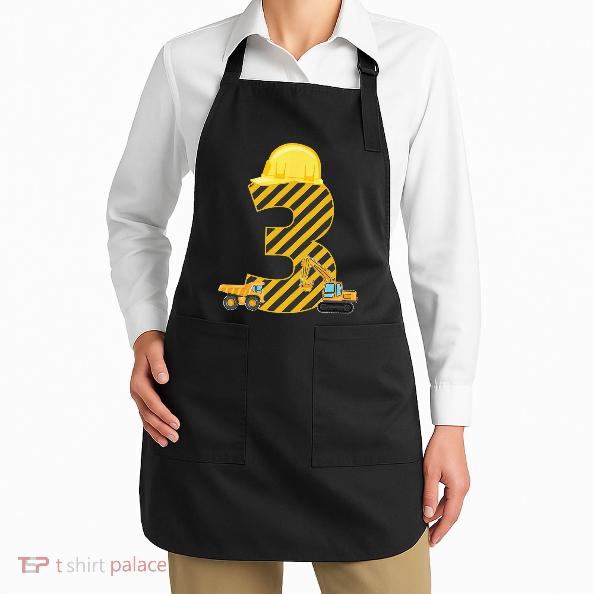 Three 3yr 3rd Birthday Construction Outfit 3 Years Old Apron