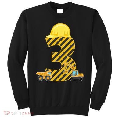 Three 3yr 3rd Birthday Construction Outfit 3 Years Old Sweatshirt