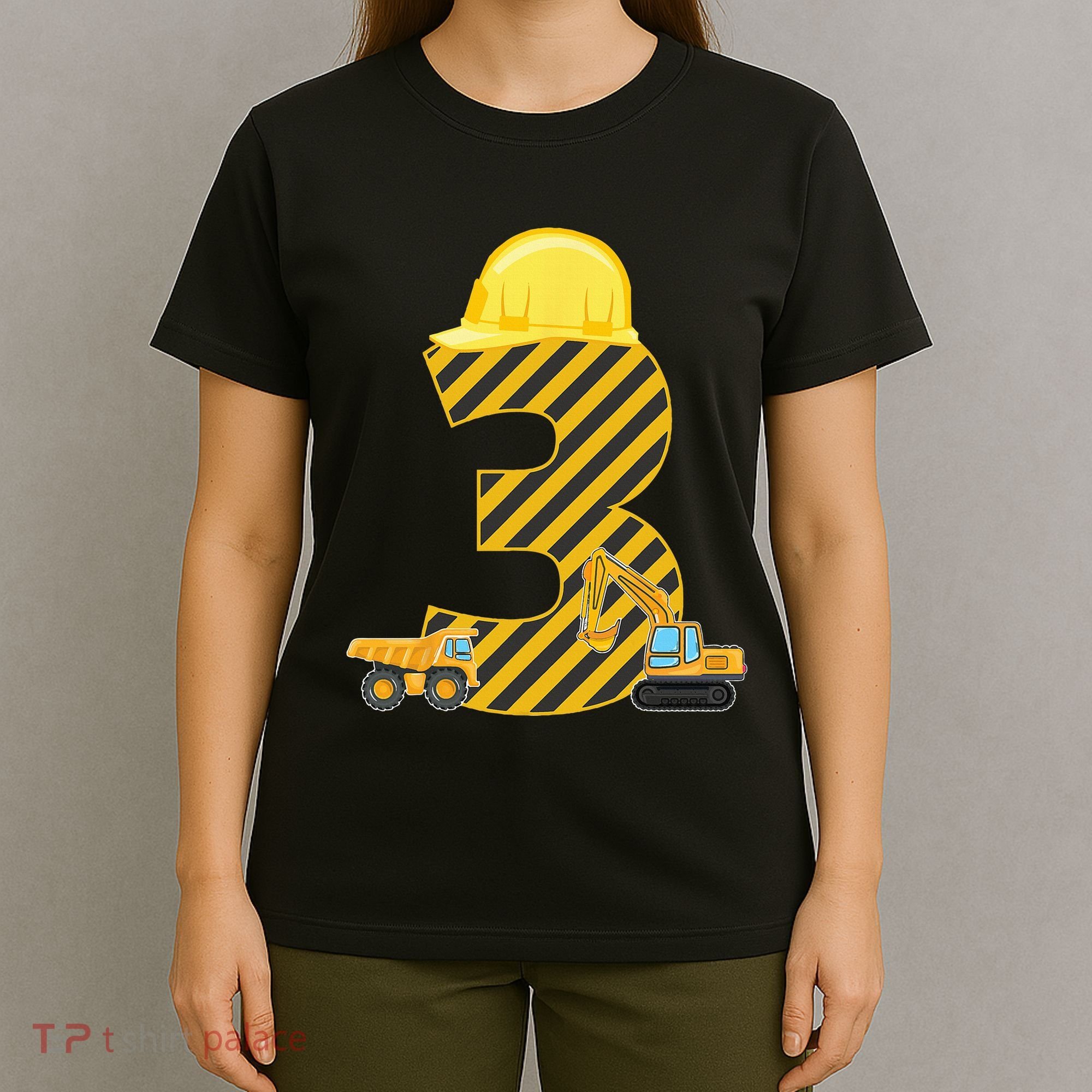 Three 3yr 3rd Birthday Construction Outfit 3 Years Old T-Shirt