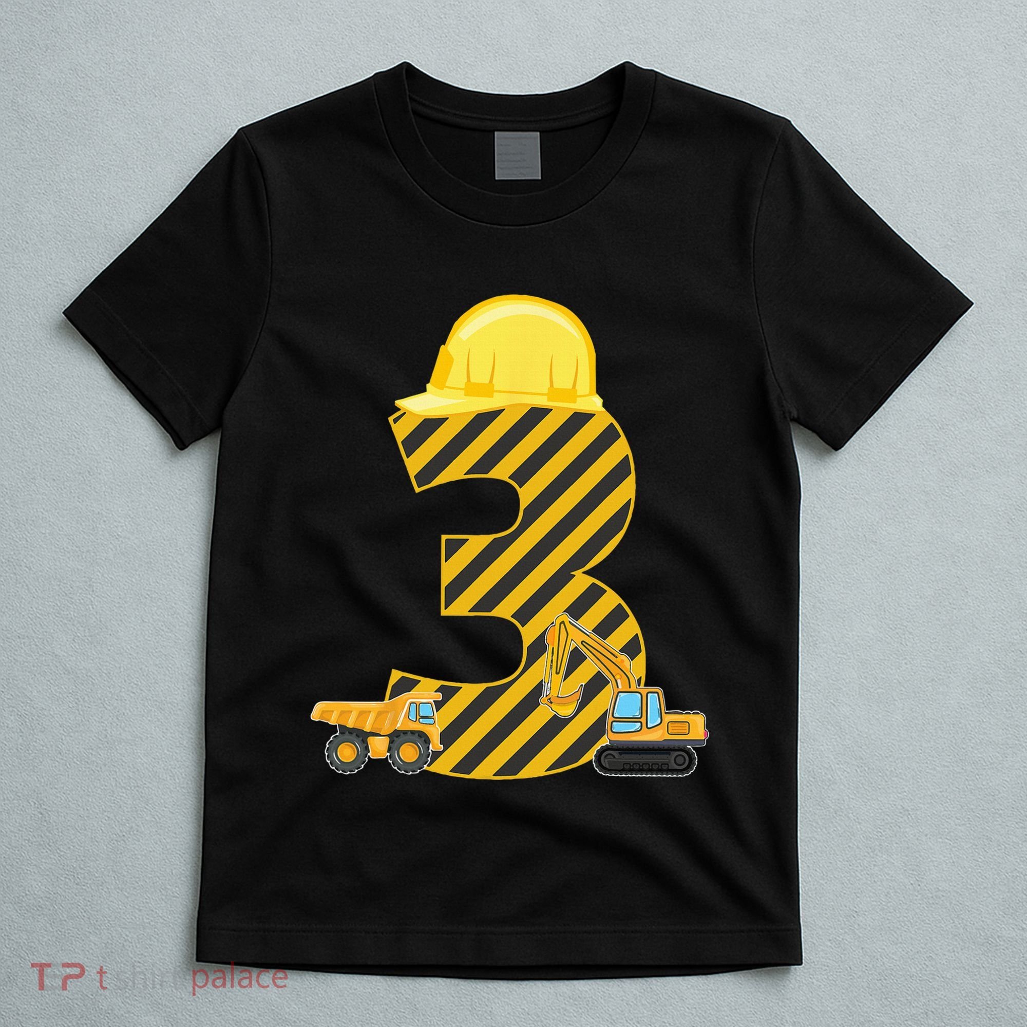 Three 3yr 3rd Birthday Construction Outfit 3 Years Old T-Shirt