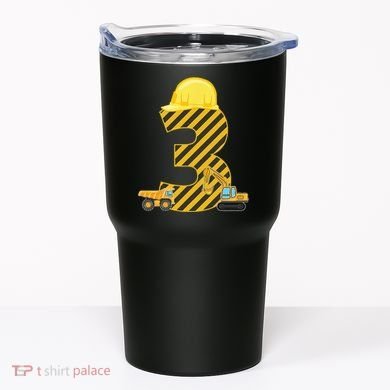 Three 3yr 3rd Birthday Construction Outfit 3 Years Old Tumbler