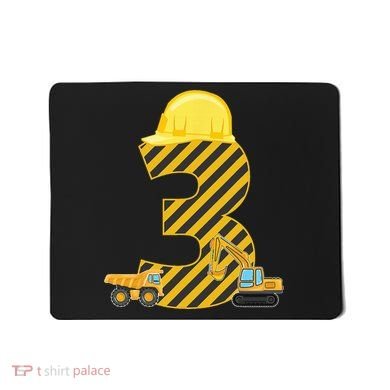 Three 3yr 3rd Birthday Construction Outfit 3 Years Old Mousepad