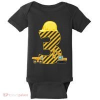 Three 3yr 3rd Birthday Construction Outfit 3 Years Old Baby Bodysuit thumb 0