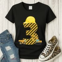 Three 3yr 3rd Birthday Construction Outfit 3 Years Old Women's T-Shirt thumb 3