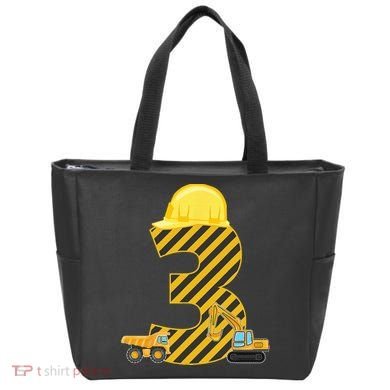 Three 3yr 3rd Birthday Construction Outfit 3 Years Old Tote Bag