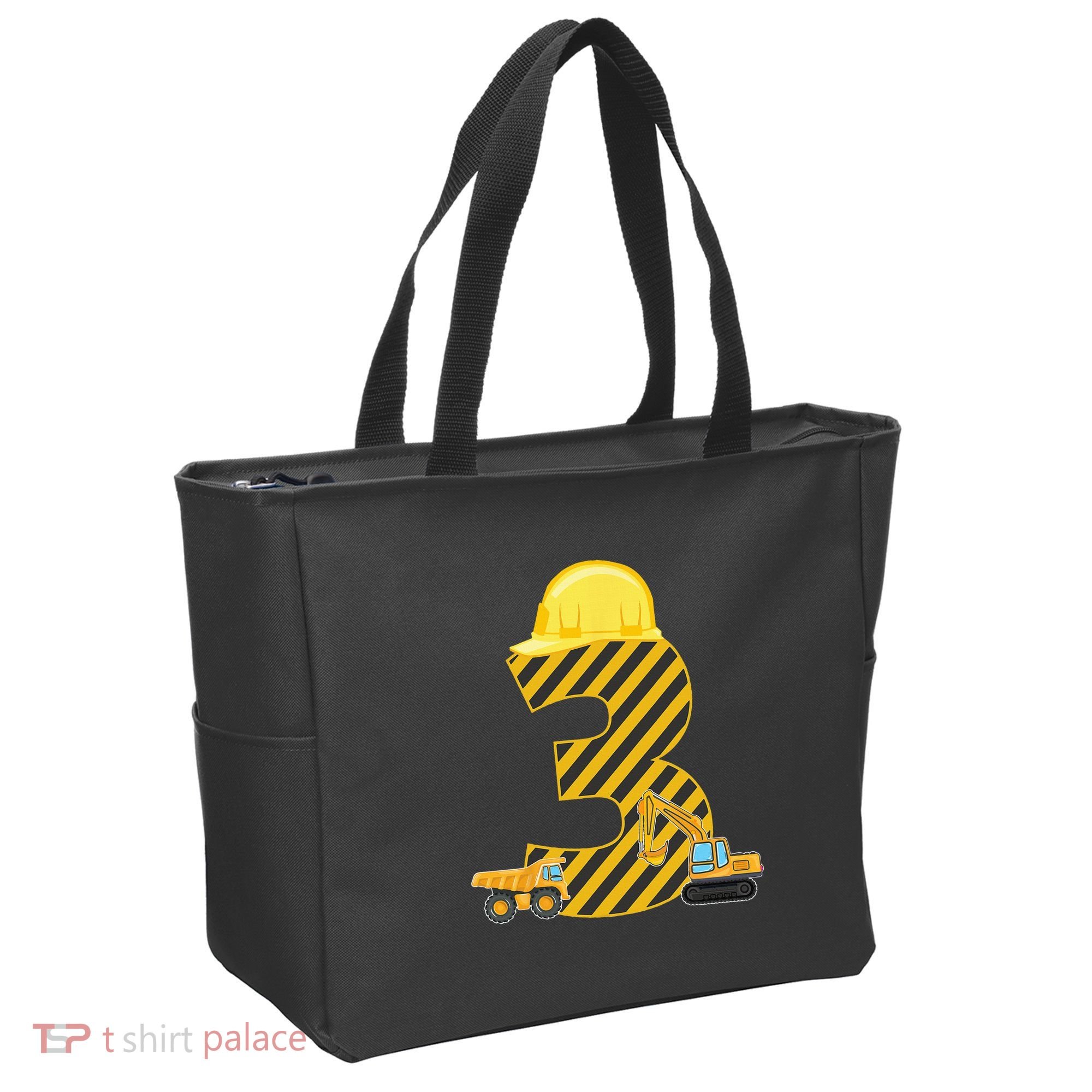 Three 3yr 3rd Birthday Construction Outfit 3 Years Old Tote Bag