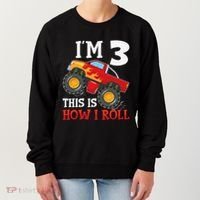 Three 3yr 3rd Birthday Monster Truck Boy 3 Years Old Gift Women's Sweatshirt thumb 0