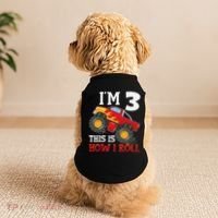 Three 3yr 3rd Birthday Monster Truck Boy 3 Years Old Gift Doggie Tank thumb 2