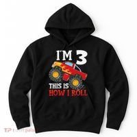 Three 3yr 3rd Birthday Monster Truck Boy 3 Years Old Gift Hoodie thumb 0