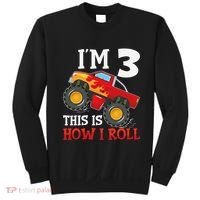 Three 3yr 3rd Birthday Monster Truck Boy 3 Years Old Gift Sweatshirt thumb 0