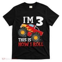 Three 3yr 3rd Birthday Monster Truck Boy 3 Years Old Gift T-Shirt thumb 0