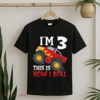 Three 3yr 3rd Birthday Monster Truck Boy 3 Years Old Gift T-Shirt thumb 2