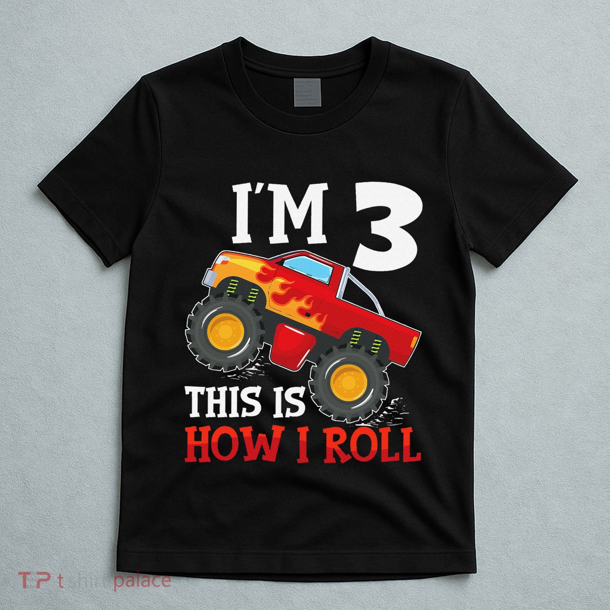 Three 3yr 3rd Birthday Monster Truck Boy 3 Years Old Gift T-Shirt