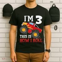 Three 3yr 3rd Birthday Monster Truck Boy 3 Years Old Gift T-Shirt thumb 6