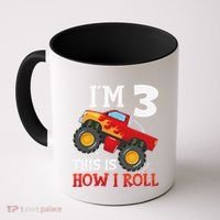 Three 3yr 3rd Birthday Monster Truck Boy 3 Years Old Gift Coffee Mug thumb 0