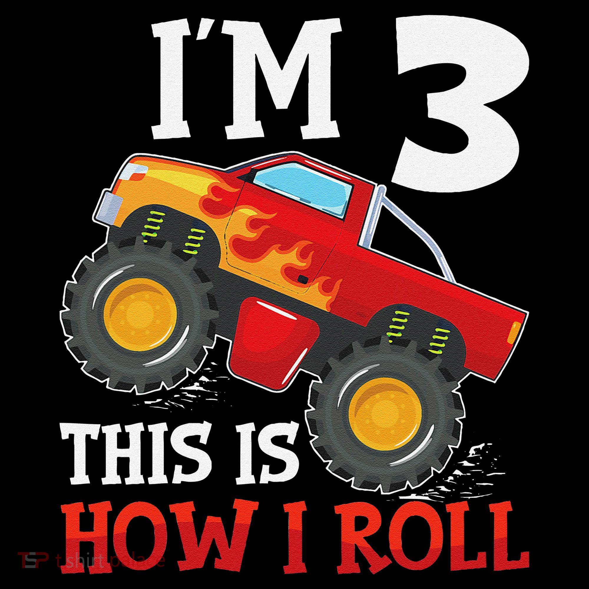 Three 3yr 3rd Birthday Monster Truck Boy 3 Years Old Gift Coffee Mug
